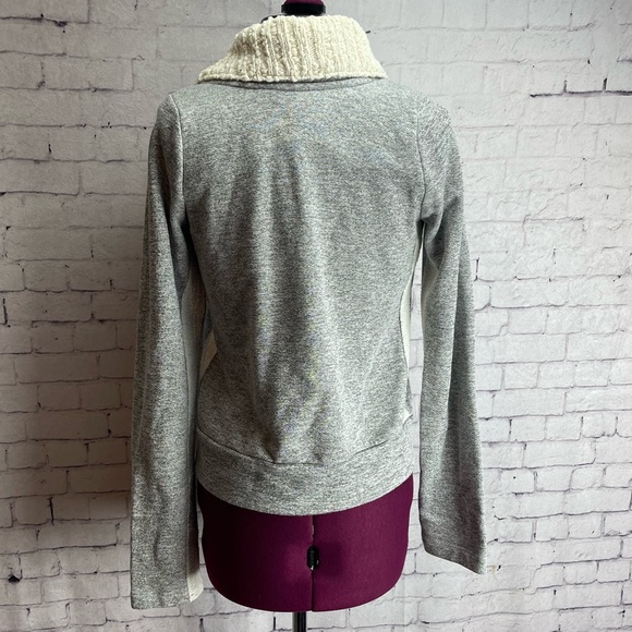 Anthropologie Dolan size small heather gray with cream zip up sweater - Picture 3 of 5